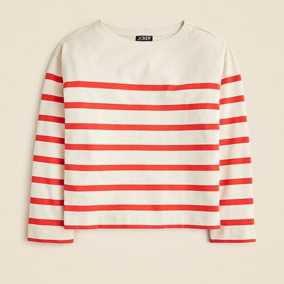 J.Crew Mariner jersey relaxed boatneck T-shirt in stripe - Picture 1 of 4